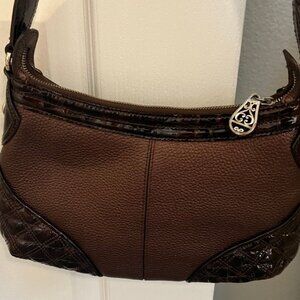 Vintage Brighton Shoulder Bag - brown two tone pebble leather -